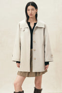 Elowen Pleated Back Cape Trench Coat in Cotton Twill
