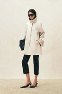 Elowen Pleated Back Cape Trench Coat in Cotton Twill