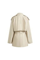 Champagne oversized cropped trench coat with belted waist and back yoke
