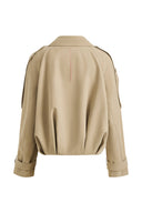 Elva Large Lapel Pleated Hem Short Trench Coat in Lightweight Blend - Deeper Green