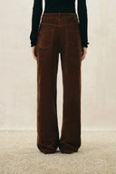 Ember Deconstructed Wide Leg Jeans in Velvet Flocked Denim