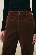 Ember Deconstructed Wide Leg Jeans in Velvet Flocked Denim