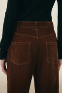 Ember Deconstructed Wide Leg Jeans in Velvet Flocked Denim