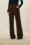 Ember Deconstructed Wide Leg Jeans in Velvet Flocked Denim