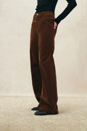 Ember Deconstructed Wide Leg Jeans in Velvet Flocked Denim