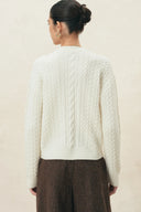 Esther Henley Sweater in Wool Blend Cable Knit