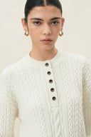 Esther Henley Sweater in Wool Blend Cable Knit