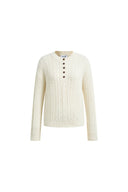 Esther Henley Sweater in Wool Blend Cable Knit