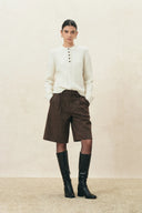 Esther Henley Sweater in Wool Blend Cable Knit