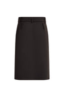 Eterea Belted Pleated Skirt in Faux Suede