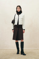 Eterea Belted Pleated Skirt in Faux Suede