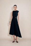 Eunice Pleated Dress in Wool Blend