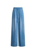 Eva Drapey Wide Leg Jeans in Lyocell Denim — Shorter Length