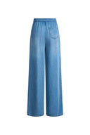 Eva Drapey Wide Leg Jeans in Lyocell Denim — Shorter Length