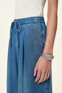 Eva Drapey Wide Leg Jeans in Lyocell Denim — Shorter Length