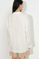 Eve White Openwork Relaxed Shirt in Cotton