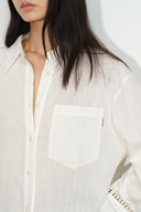 Eve White Openwork Relaxed Shirt in Cotton