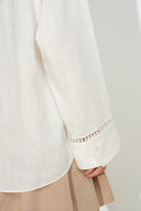 Eve White Openwork Relaxed Shirt in Cotton