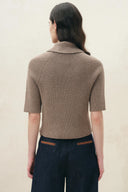 Evelyn Short Sleeve Turtleneck Sweater in Cotton-Wool Yarn