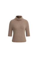 Evelyn Short Sleeve Turtleneck Sweater in Cotton-Wool Yarn