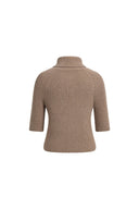 Evelyn Short Sleeve Turtleneck Sweater in Cotton-Wool Yarn