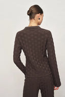 Cardigan texturé à carreaux Elowen en maille mélange coton