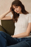 Lowell Offenes Strickoberteil mit Rundhalsausschnitt aus australischer Merinowolle