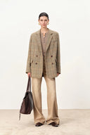 Daphne Soft Checkered Blazer in Merino Wool Herringbone