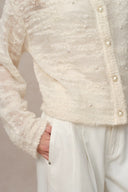 Vega Hand Swen Pearl Cardigan in Alpaca Blend Bouclé Knit