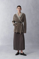 Cárdigan bicolor con flecos Dora en mezcla de lana y alpaca