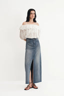 Denim Skirt in Cotton Denim