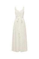 Luna Polka Dot Tie Dress in Mulberry Silk