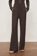 Elowen Plaid Textured Cardigan and Pants in Cotton Blend Knit
