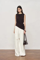 Florence Asymmetric Draped Sleeveless Top and Maxi Skirt Set in Cotton Modal Knit