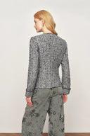 Deauville Hand Woven Trim Crew Neck Tweed Jacket in French Bouclé