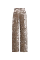Shining Velvet Straight Leg Trousers in Ice Velvet