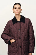 Udelle Kontrast Cordkragen Daunenjacke aus Mattem Baumwollstoff mit Graphen