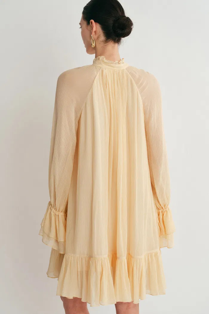 Wendy Ruffle Dress in Silk Crepe