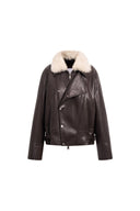 Zita Ruched Padded Moto Jacket in Vegan Leather