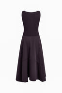 Kaia Paneled Waist Tie Sleeveless Dress in Cotton Knit and Tencel Denim