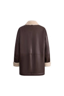 Holme Pelzkragen Stepplederjacke aus Kunstleder