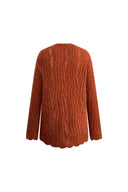 Aki Gezackter Ausschnitt Transparenter Cardigan in leichtem Mohair Zopfmuster