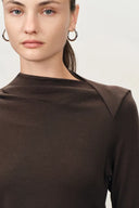 Conjunto Ava de Top Plisado de Manga Larga y Falda de Acetato en Punto de Tencel y Merino