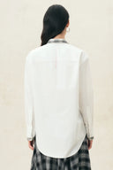 Riley Plaid Embroidery Oversized Shirt in Cotton Poplin
