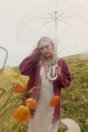 Louloudia Handgehäkelter Rand Floral Jacquard Cardigan aus elastischem Merinowollstrick