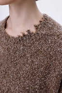 Maglione Virginia artigianale con sciarpa staccabile in filato bouclé misto