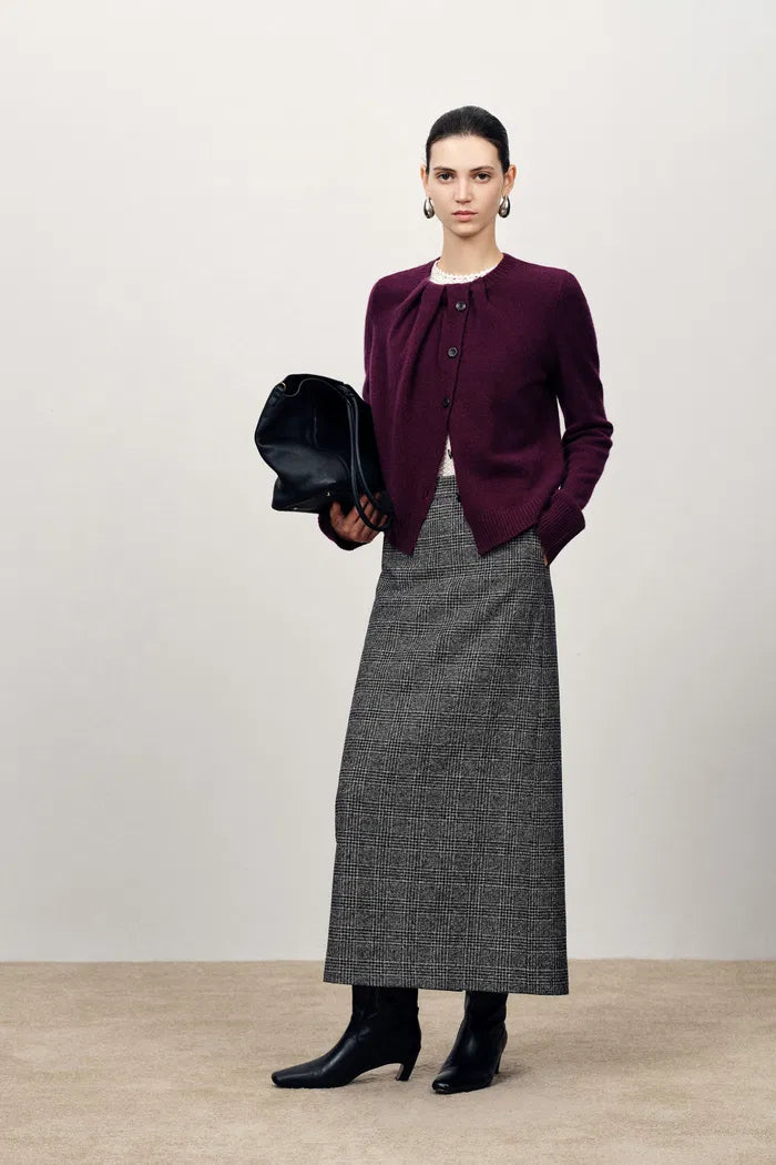 Cecilia Gathered Pleat Cardigan Merino-Cashmere Blend