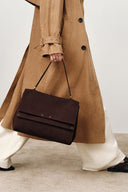 Rialto Double Flap Handbag in Top-Grain Nubuck Leather