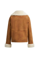 Flora Contrast Lapel Cotton Coat in Matte Faux Leather