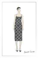 Anna Slanted Checkered Strap Dress in Fine Wool Blend